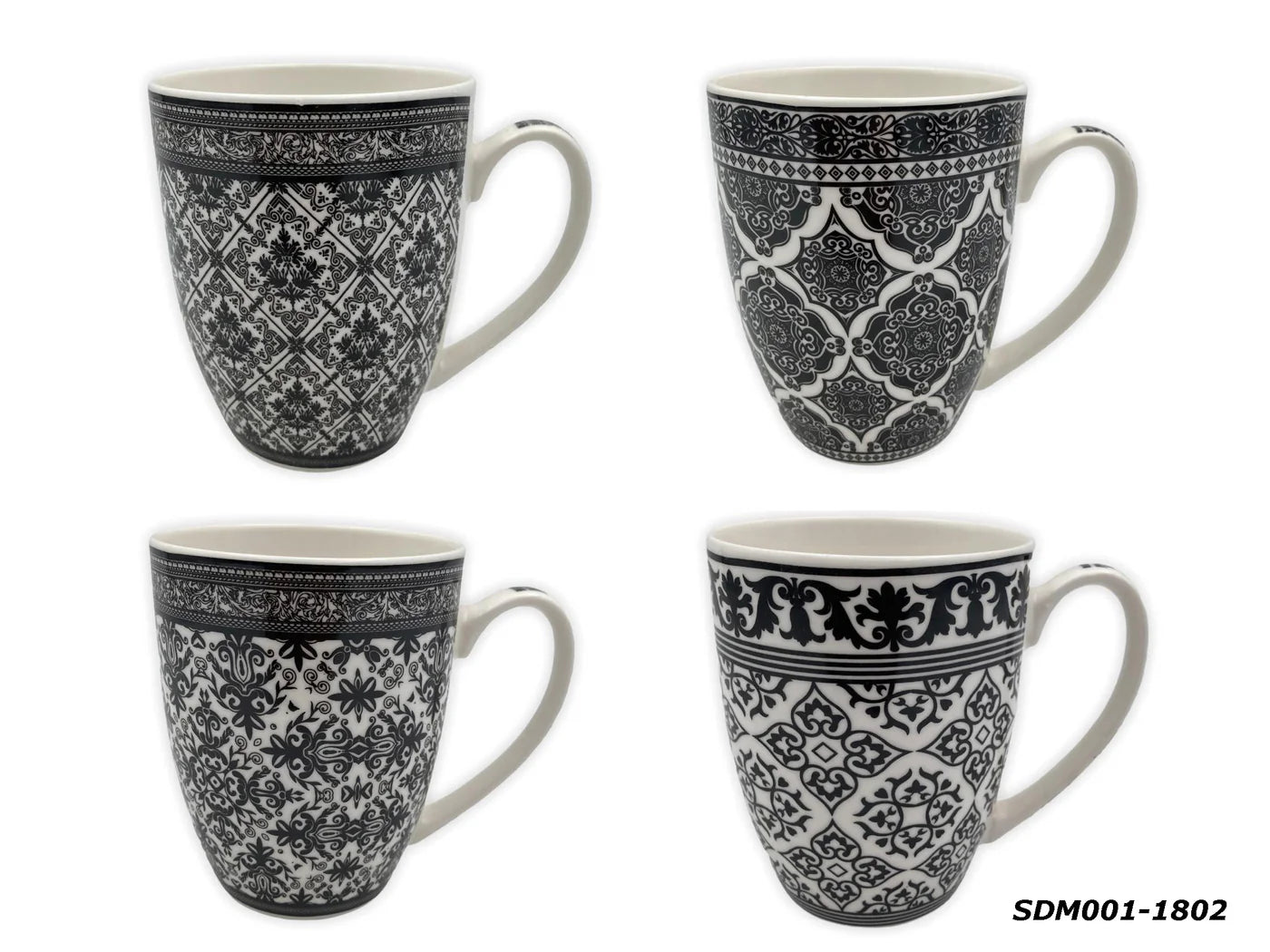 Black Doodles Porcelain Mug
