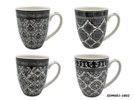 Black Doodles Porcelain Mug