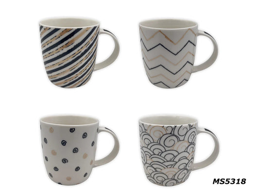 Porcelain Mug black & beige designs