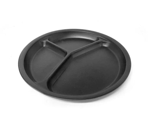 Mat Black Divided melamine Plate 3 Parts