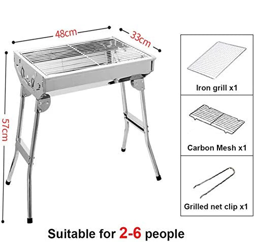Portable Stainless Steel Barbecue 48x33 cm