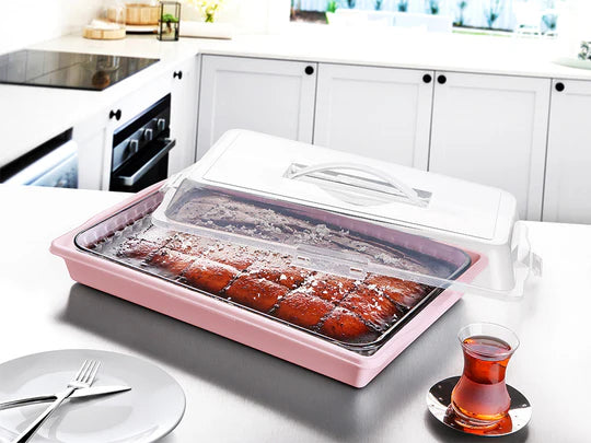 Rectangular Plastic Pastry Carrier with Lid