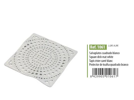 SQUARE DISH MAT WHITE colored