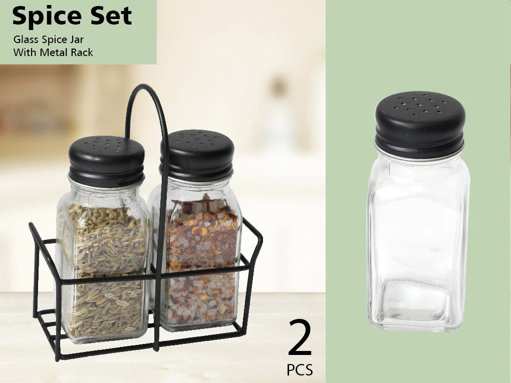 Salt & Pepper Set with Metal Basket