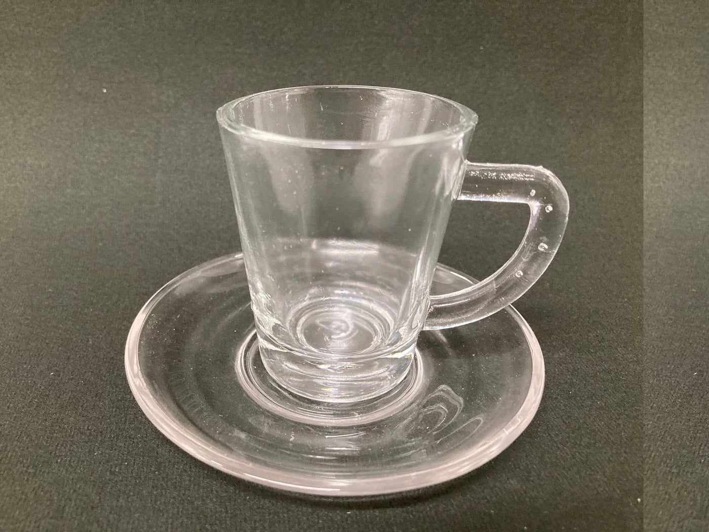 Set of 6 Glass Coffee Cups and Saucers