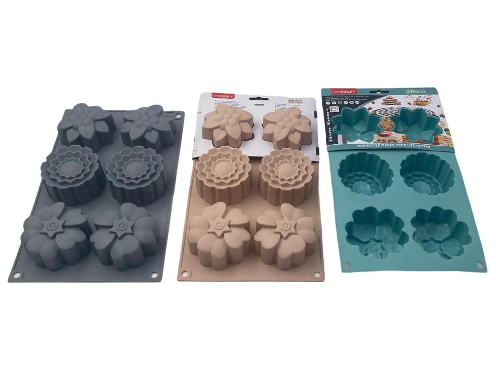 Silicone 6 pcs Multi Flowers Mold 27.5x17x4cm