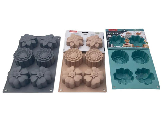 Silicone 6 pcs Multi Flowers Mold 27.5x17x4cm