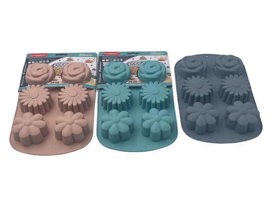 Silicone 6 pcs Multi Flowers Mold 27x17x3cm