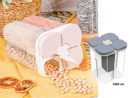 Square Dry Food Container 4 Compartments 1800 ml