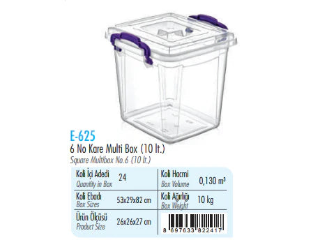Squared Clear Box; 10 lt