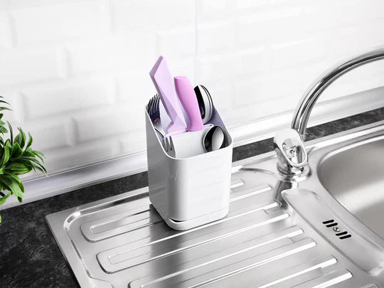 Squared Cutlery Holder with Tray