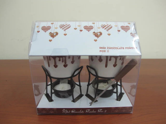 Stone Ware Chocolate Fondue Set for 2