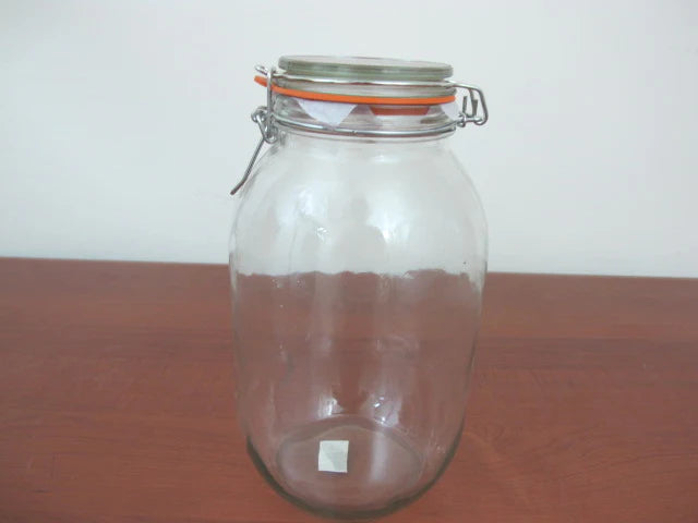 Strong Clip Glass Jar with Orange Rubber 3000 ml
