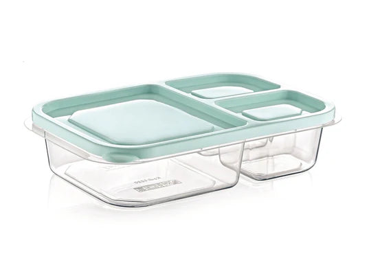THREE COMPARTMENT RECTANGULAR STORAGE CONTAINER