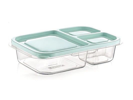THREE COMPARTMENT RECTANGULAR STORAGE CONTAINER