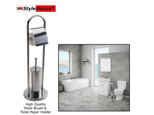 Toilet brush and toilet paper holder