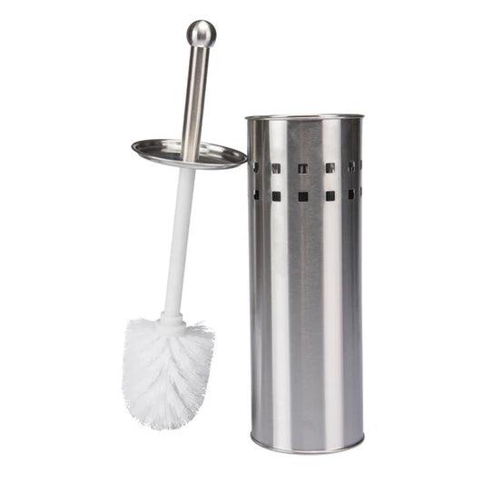 Toilet brush with long stainless steel holder