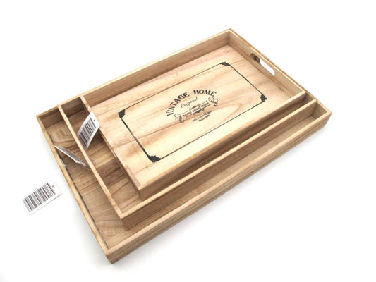 VIntage Home 3 Piece Wooden Trays