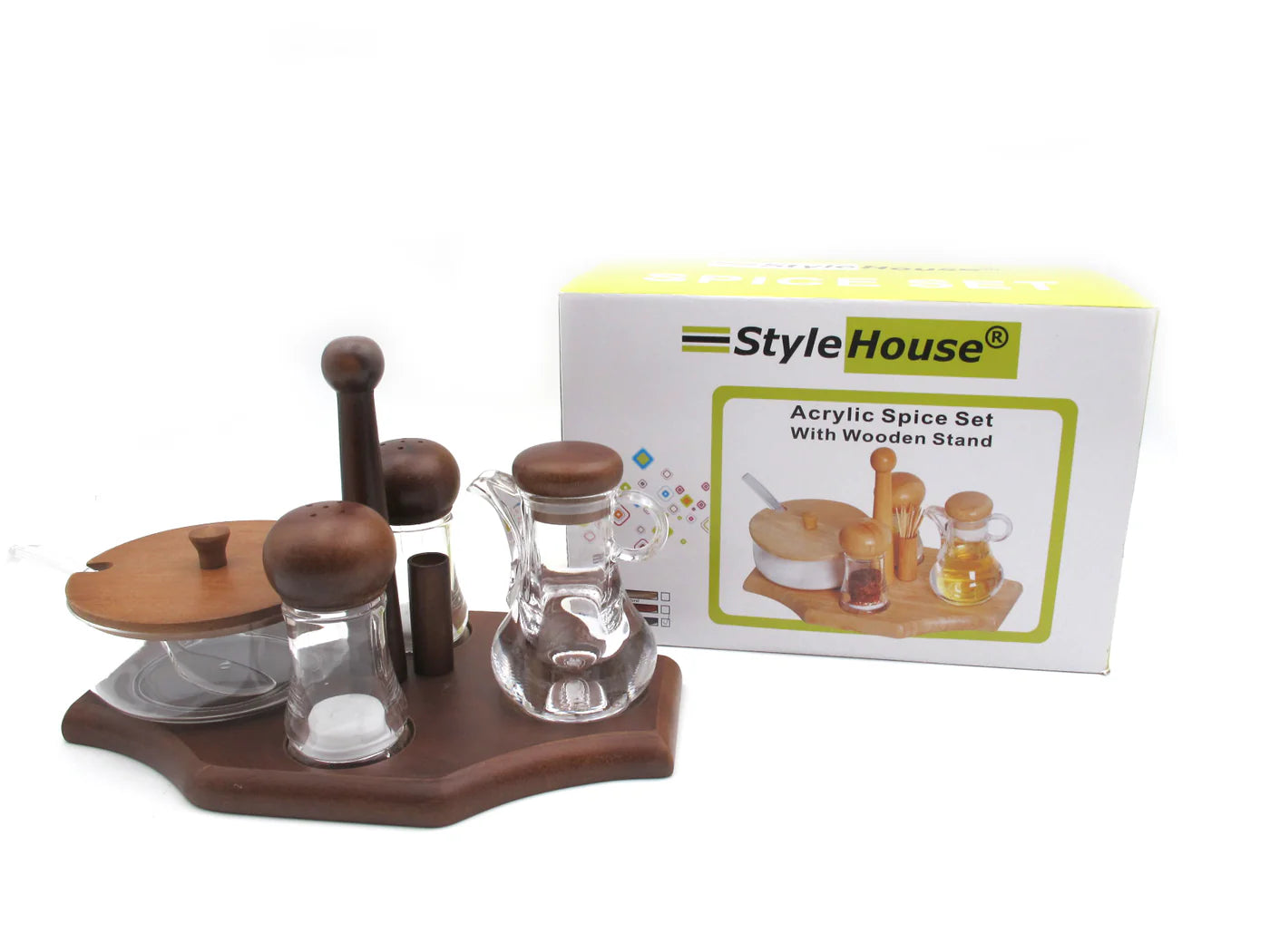 Wooden Spice and Oil Set