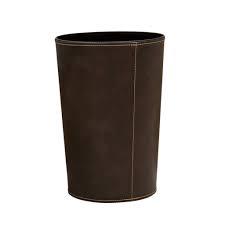 Large Classic Round Leather Trash Can