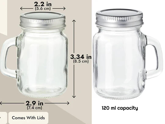 Small Mason Glass Jar 120 ml X2