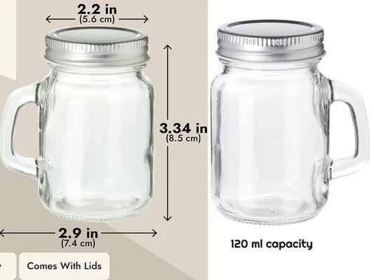 Small Mason Glass Jar 120 ml X2