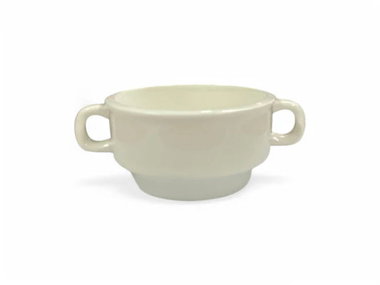 Porcelain bowl with handles full portion