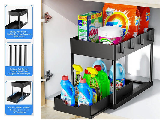 Kitchen Under Sink Organizer Storage Rack 2 Tier