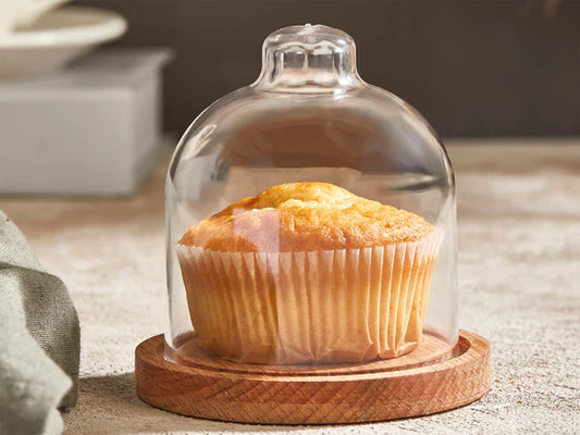 Acrylic Mini Dome with Wooden Base 10 cm